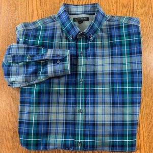 Banana Republic Tailored Button Shirt L Blue Plaid